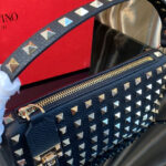 Valentino Small Rockstud Grainy Calfskin Crossbody Bag With All-Over Studs Black